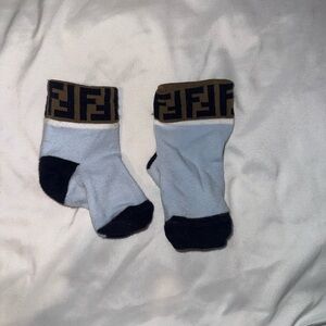 Fendi Light Blue Baby Socks with Logo